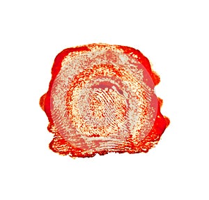 Bloody red fingerprint isolated on white background