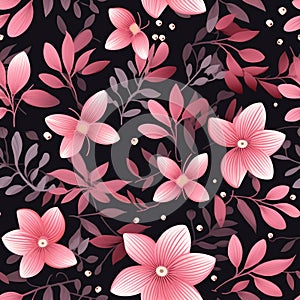 bloom blossom, pink, pollen, leaves Flowers seamless pattern