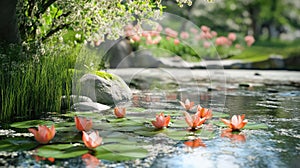 bloom pond in spring