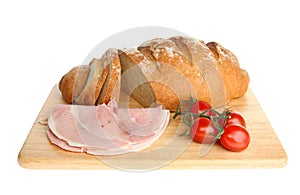Bloomer loaf ham and tomatoes photo