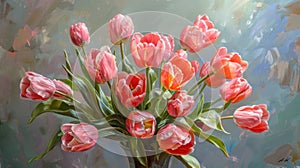 Blooming Beauty: Colorful Tulip Bouquet for Fresh and Vibrant Floral Arrangement