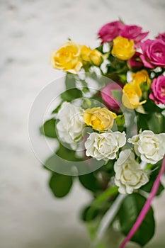 Blooming bouquet of flowers - small roses