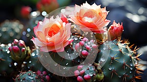 Blooming cactus closeup