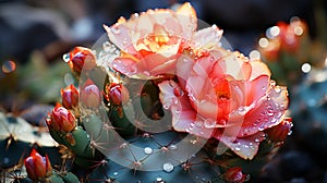 Blooming cactus closeup