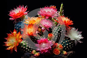blooming cactus flowers showcasing their vivid colors