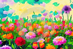 blooming colorful flowers