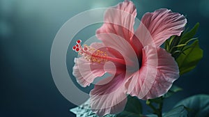 Blooming in Connection: A Radiant Hibiscus Vase on a White Borde photo