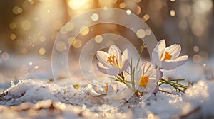 The blooming crocus flowers.AI generated image