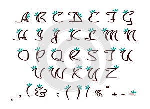 Blooming cursive decor alphabet set