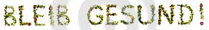 Blooming Flower Letters Building German Word Bleib Gesund Means Stay Healthy