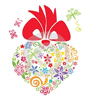 Blooming heart with bow photo