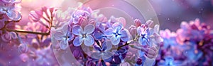 Blooming Lilac Spring Flowers in Garden - Artistic Violet Background Design