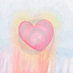 Blooming Love, Watercolor Heart Background