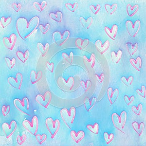 Blooming Love, Watercolor Heart Background