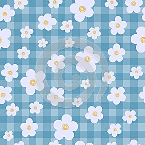 Blooming Midsummer Daisy And Tablecloth Fabric Flower Fashion Pattern Seamless