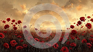 Blooming Poppies: A Tribute to World War One Battlefields Illustration