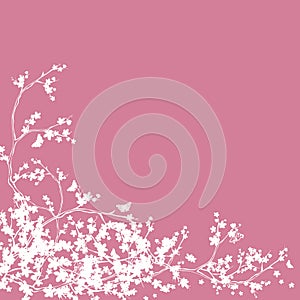 Cherry tree blossom and butterflies silhouette decor