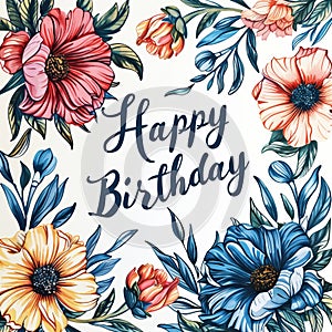 Blooms and Wishes Intertwined in a Symphony of Birthday Happiness, Greeting Card