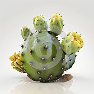 Bloomscape Prickly Pear cactus on white background.AI generative photo