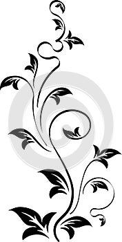 Blossom floral branch in stencil style. Can be used as stencil-