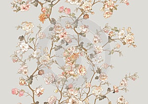 Blossom tree In chinoiserie, botanical style