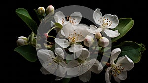 Blossoming Beauty: Apple Blossoms on a Dark Canvas