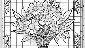 Blossoming Bouquet: Flower Arrangement Coloring Page