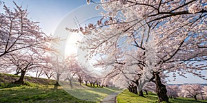 Blossoming Cherry Trees and the Sun