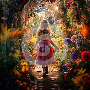 Blossoming Dreams: A Young Girl's Garden Adventure