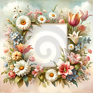 Blossoming Love Story: Watercolor Art Frame for Wedding Card Artwork