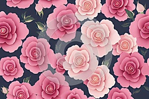 Blossoming pink roses on the dark blue background.