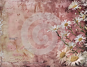 Blossoming Rhythms: A Deviant Grimoire of Soft Pink Daisies on W photo