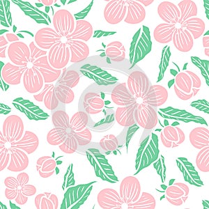 Blossoming sakura branches seamless pattern