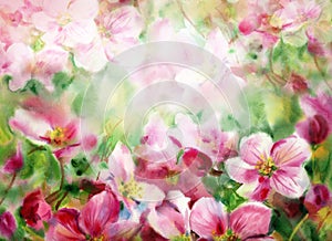 Blossoming spring tree, floral background.