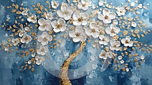 Golden Bloom on Azure