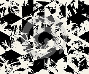 Blots camo seamless background. Urban monochrome pattern of paint splashes spots. Vector hand drawn camouflage print