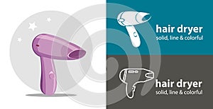 Blow dry icon. hairdryer vector flat icon. cosmetics line solid design element