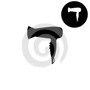 Blow dryer;hair dryer - white vector icon