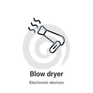 Blow dryer outline vector icon. Thin line black blow dryer icon, flat vector simple element illustration from editable electronic