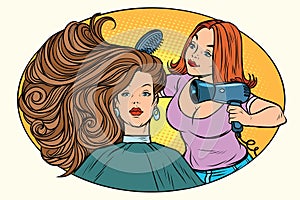 Blow drying women hair Barber