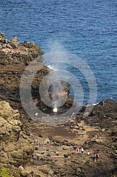 Blow Hole Through Rocks in Maui