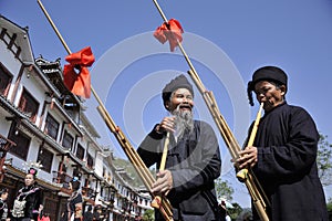 Blow Lusheng,Miao nationality men