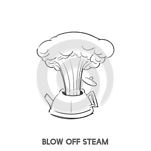 Blow off steam idiom vector isolated on white background