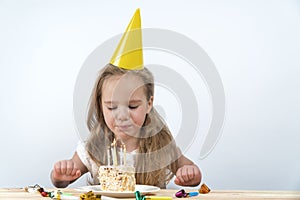 Blow out candles make a wish birthday child