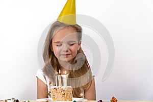 Blow out candles make a wish birthday child