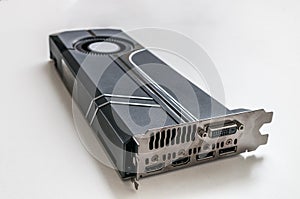 Blower type modern gaming videocard on white background