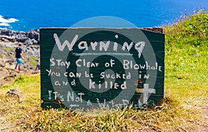 Blowhole Danger Warning Sign