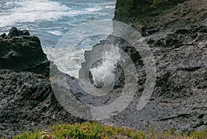 Blowhole in the rocks, Mendocino coast