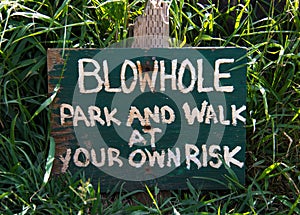 Blowhole Warning Sign