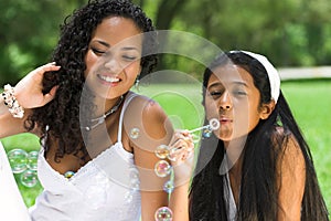 blowing bubbles